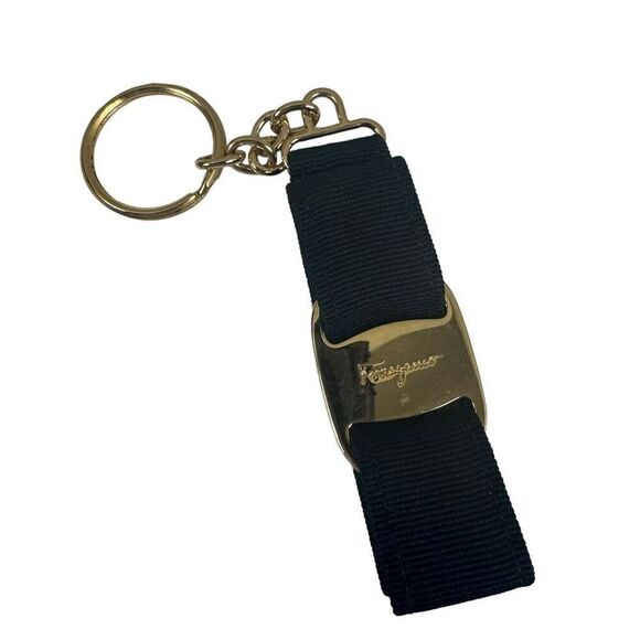 Ferragamo Vara Bow Keychain Black Gold
